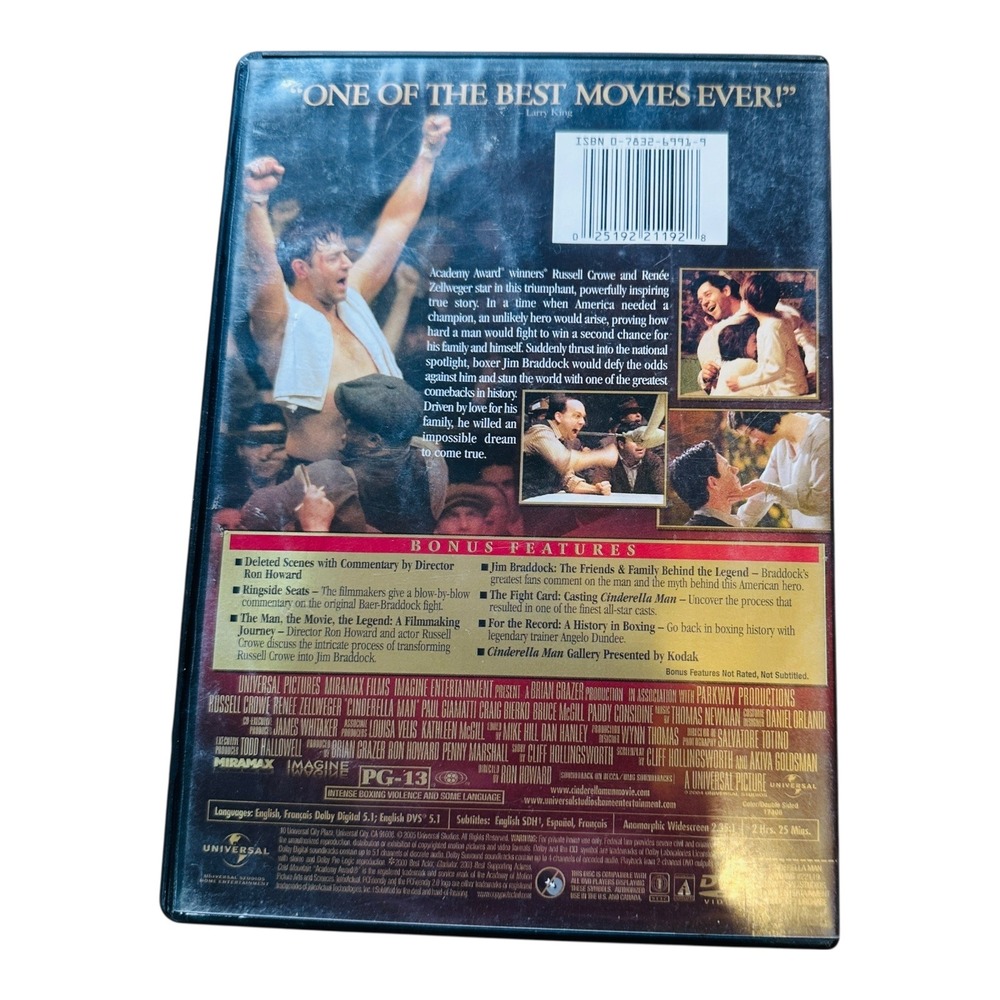 Cinderella Man DVD Widescreen Ron Howard Russell Crowe Renee Zellweger - Picture 2 of 2
